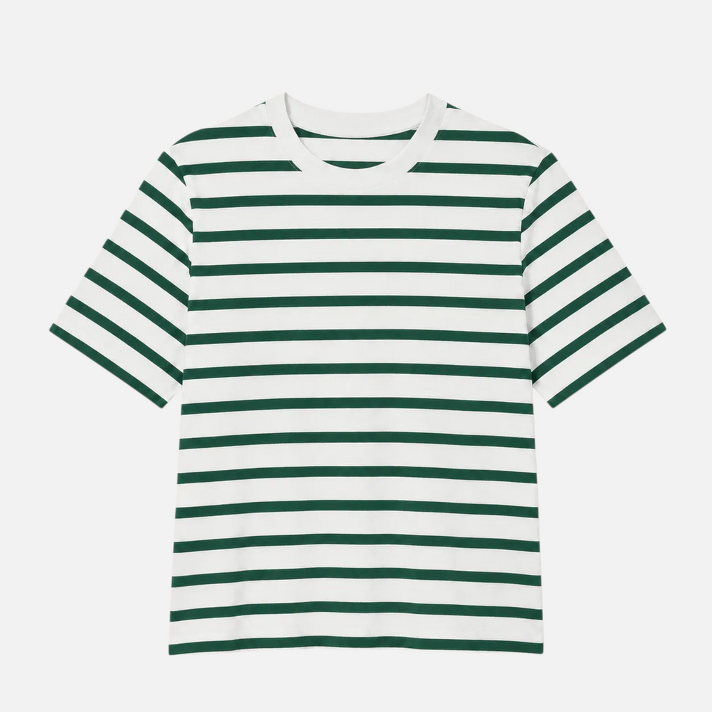 Valeniri | Women's Cotton Striped Crew Neck T-Shirt Loose Fit Short Sleeve