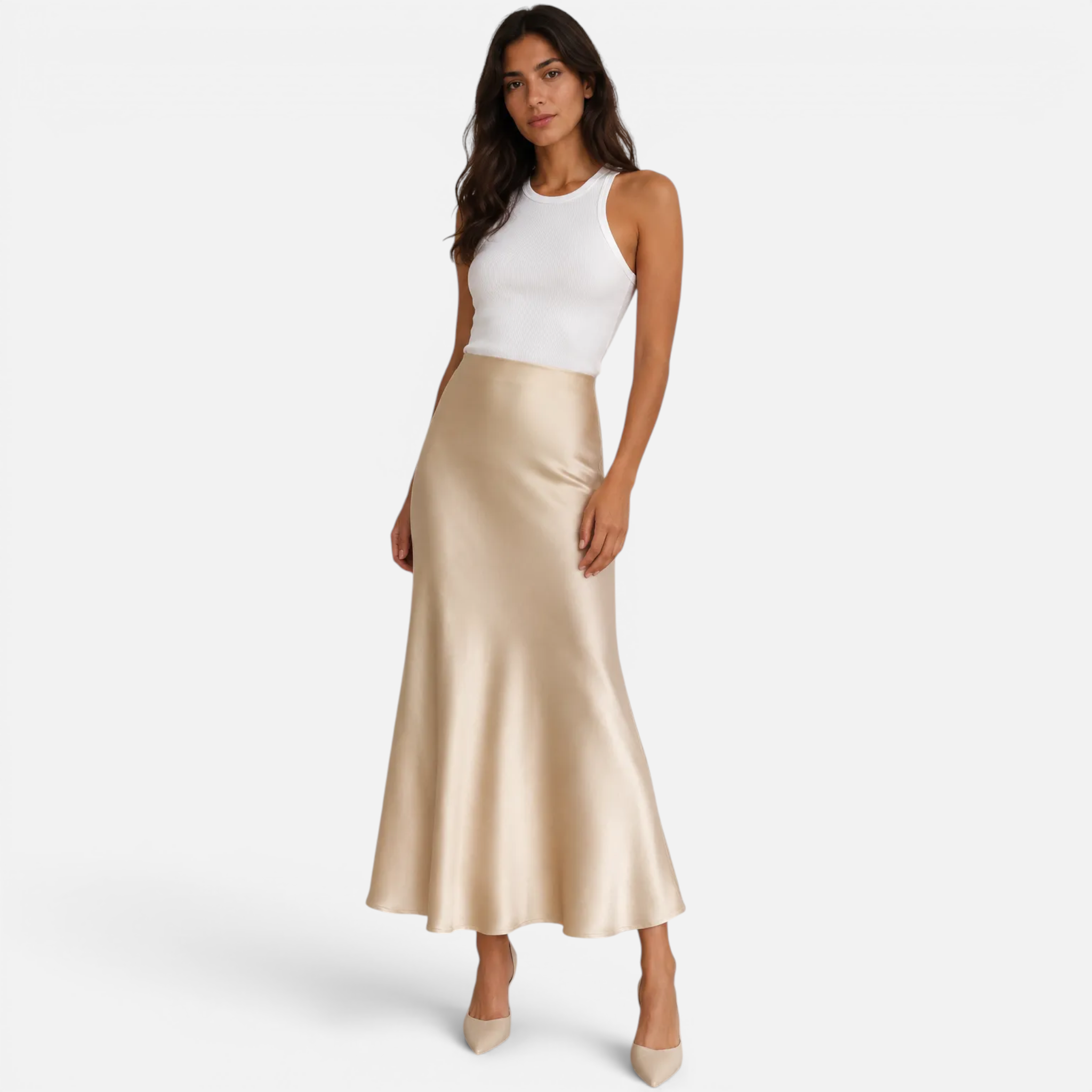 Valeniri | Women's Satin Maxi Skirt High Waist Fishtail Formal Skirt