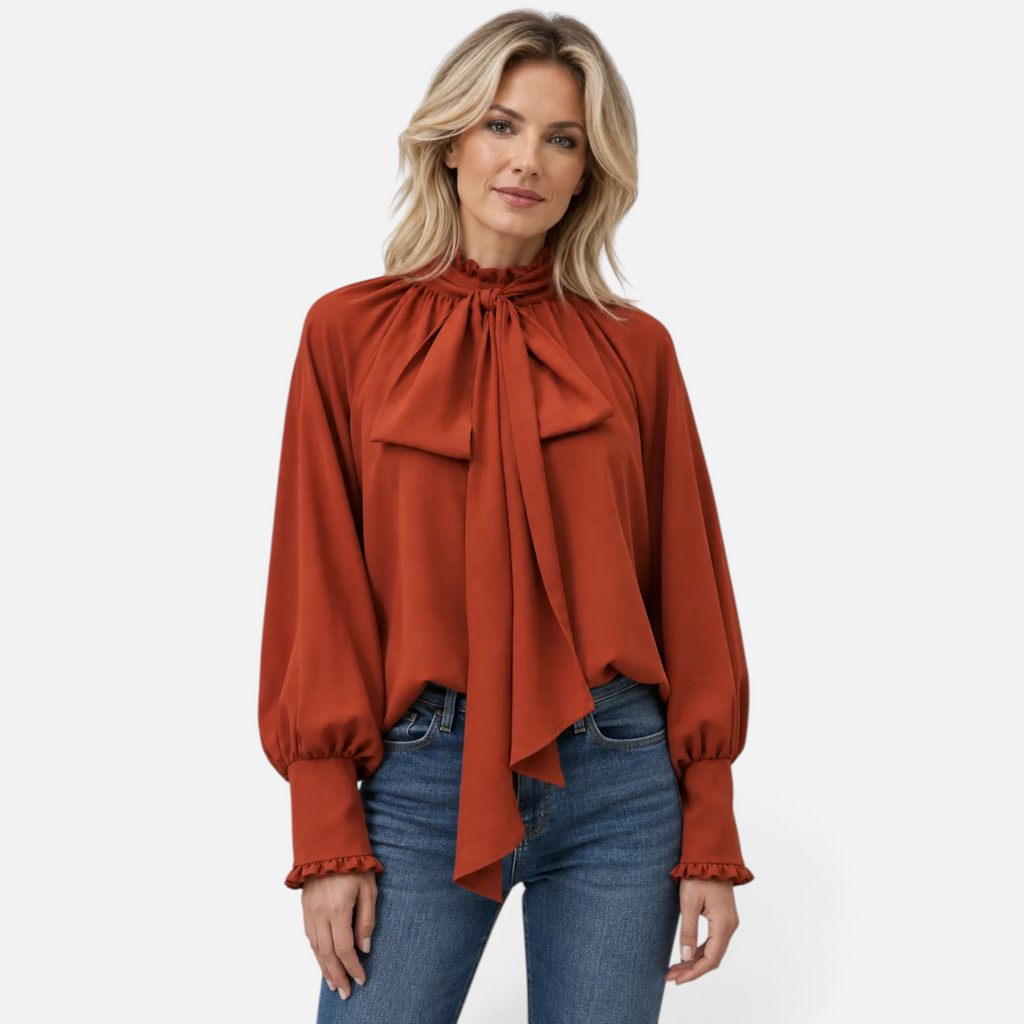 Valeniri | Women’s Pussy Bow Blouse – Tie-Neck Long Sleeve Top